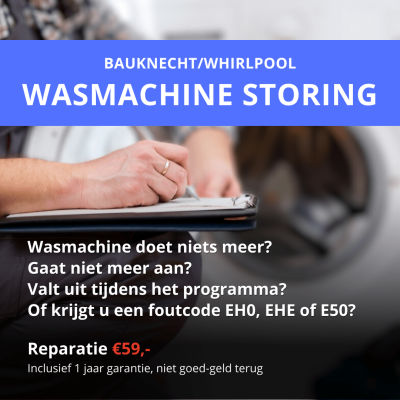 Bauknecht Whirlpool wasmachine storing, doet niets meer, foutcode EH0, EHO, EHE
